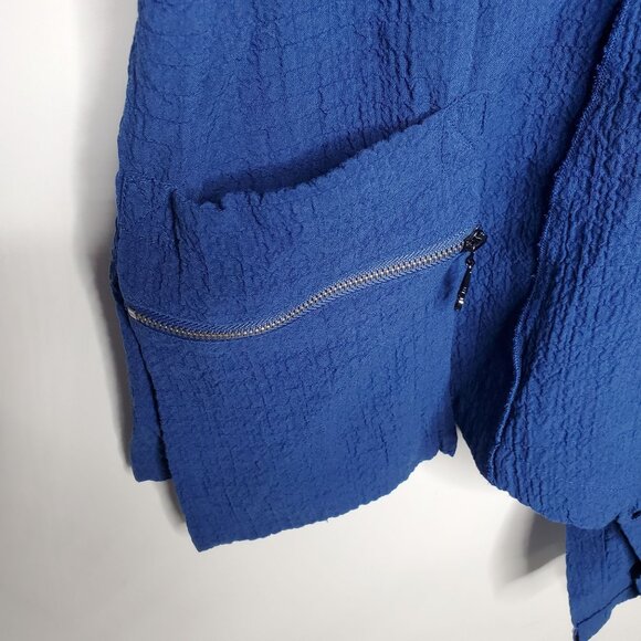 Ali Miles Womens Blue Crinkle Tunic Top Size 2X Cowl Neck Pockets Lagenlook - Picture 3 of 13